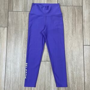 Peloton Leggings Women S Purple High Rise Cropped 7/8 Yoga Athletic Logo USA